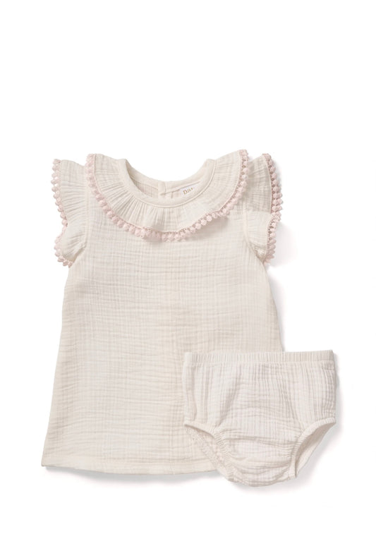 MUSLIN DRESS/DIAPER SET