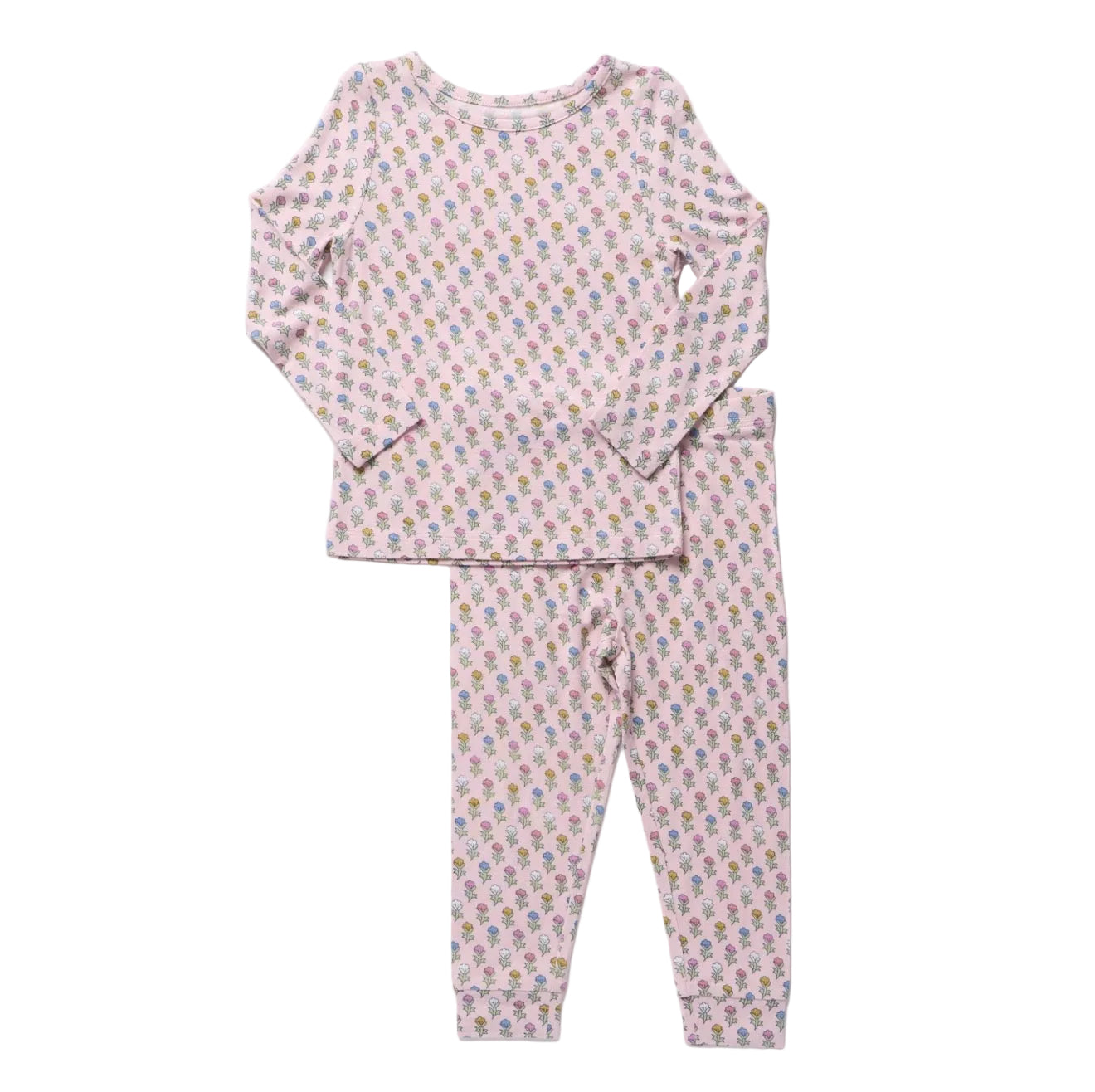 Pink Chicken Kids Bamboo PJ Set - Pink Carnations