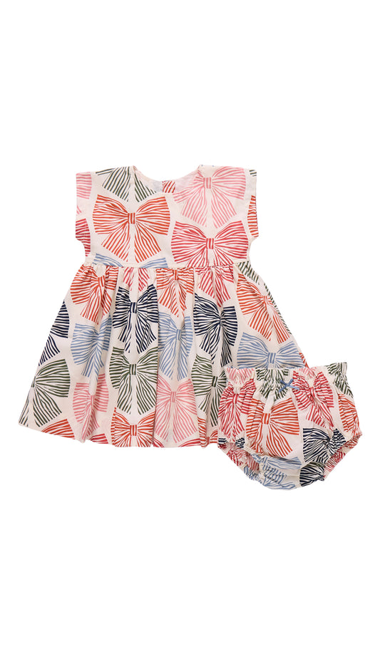 Baby Girl Adaline Dress Set - Multi Striped Bows