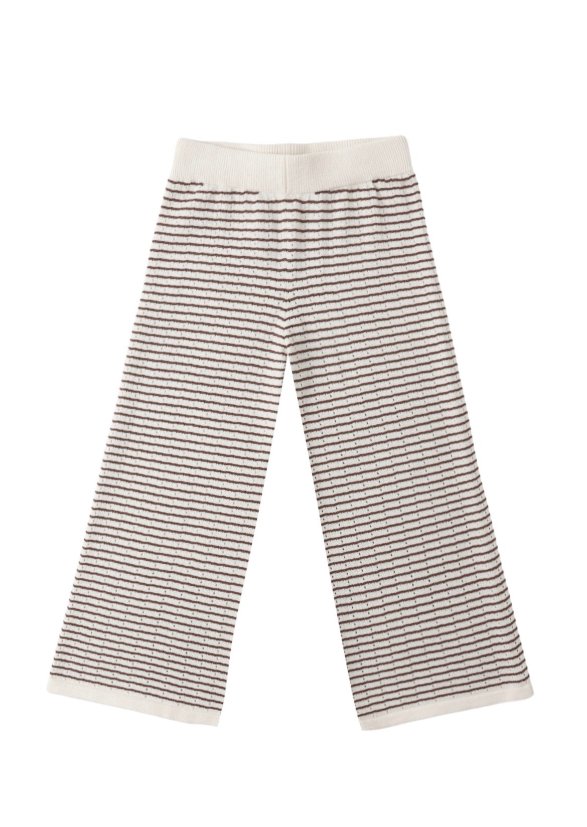 Rylee + Cru Knit Wide Leg Pant for Girls in Chocolate Stripe