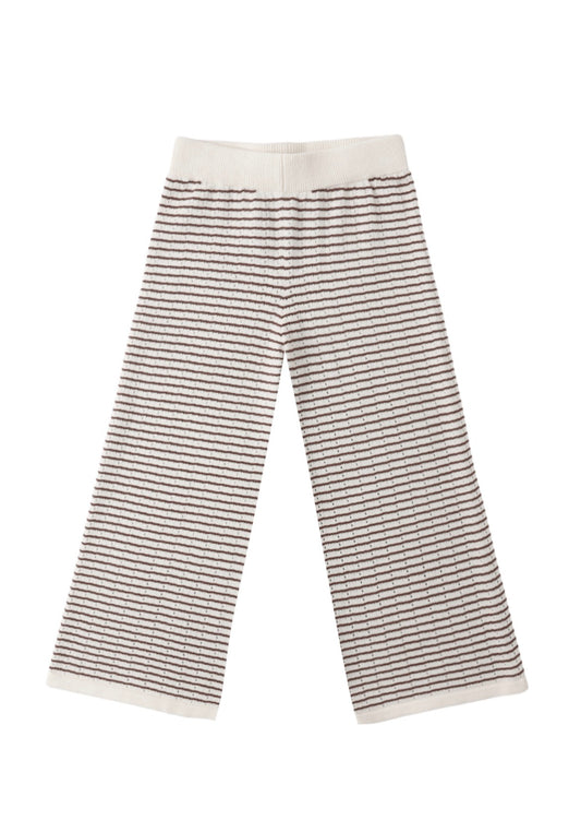 Rylee + Cru Knit Wide Leg Pant for Girls in Chocolate Stripe