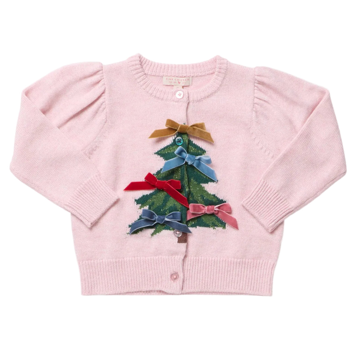 Pink Chicken Girls Tree Bows Constance Sweater