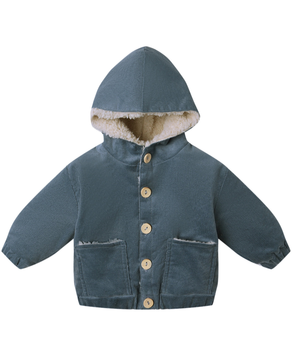 Corduroy Hooded Jacket-Ocean