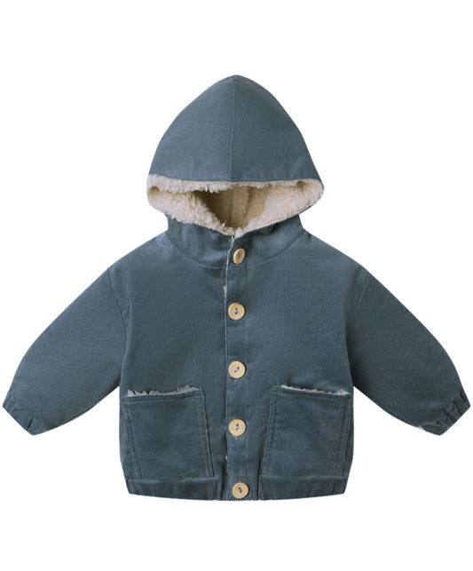 Corduroy Hooded Jacket-Ocean