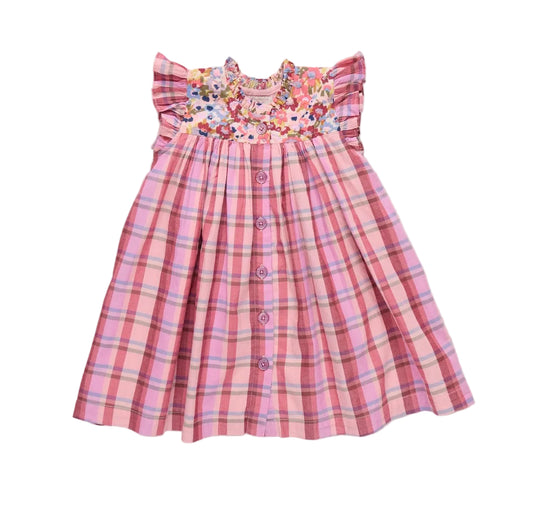 Pink Chicken Girls Kaylee Dress-Burgundy Madras Plaid