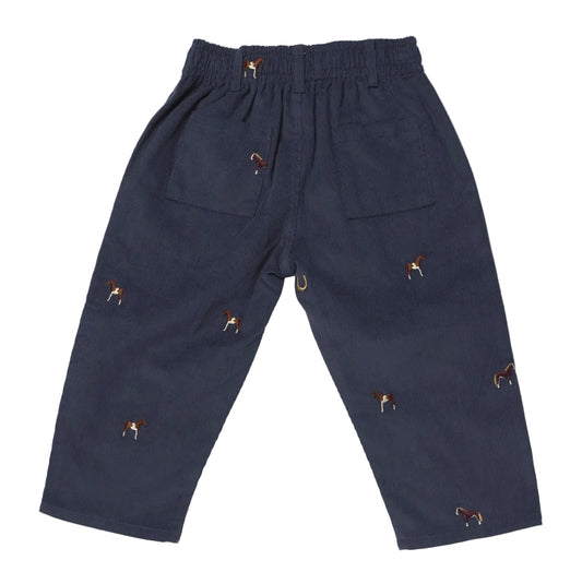 Boys Jackson Pant-Navy Horse Embroidery