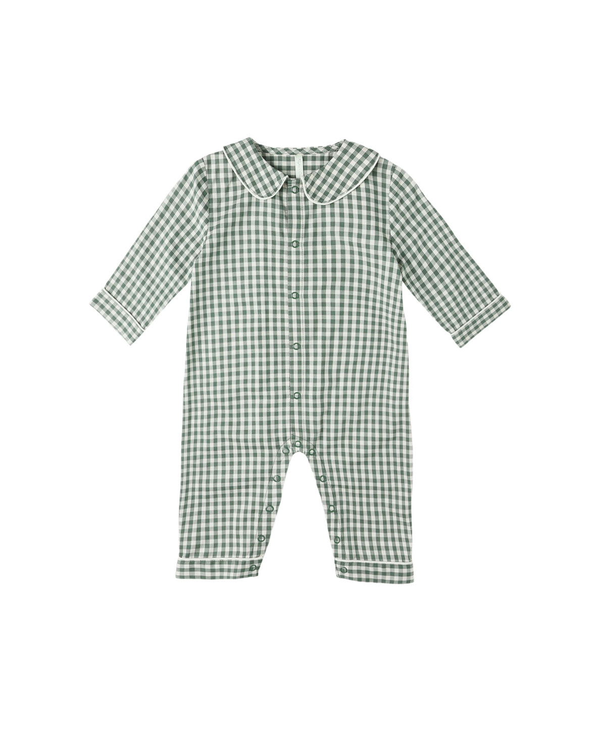 BABY PAJAMA ROMPER || EVERGREEN GINGHAM
