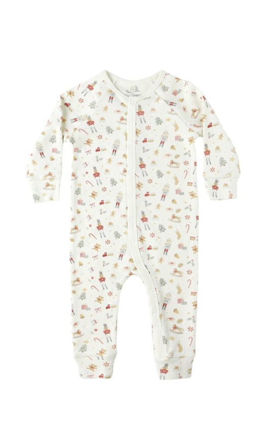 ORGANIC LONG JOHN PAJAMAS || FESTIVE