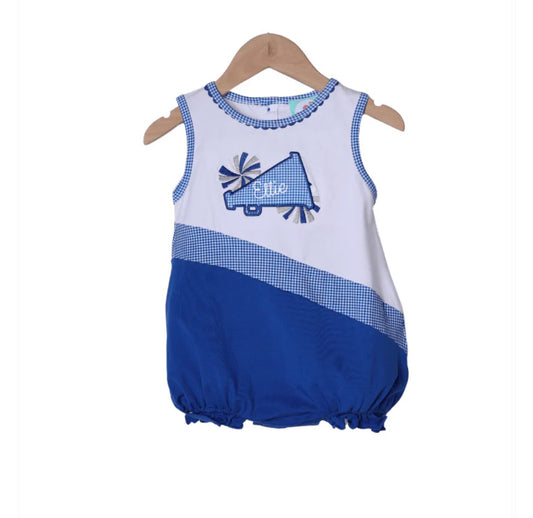 Embroidered Cheer Blue and White Bubble