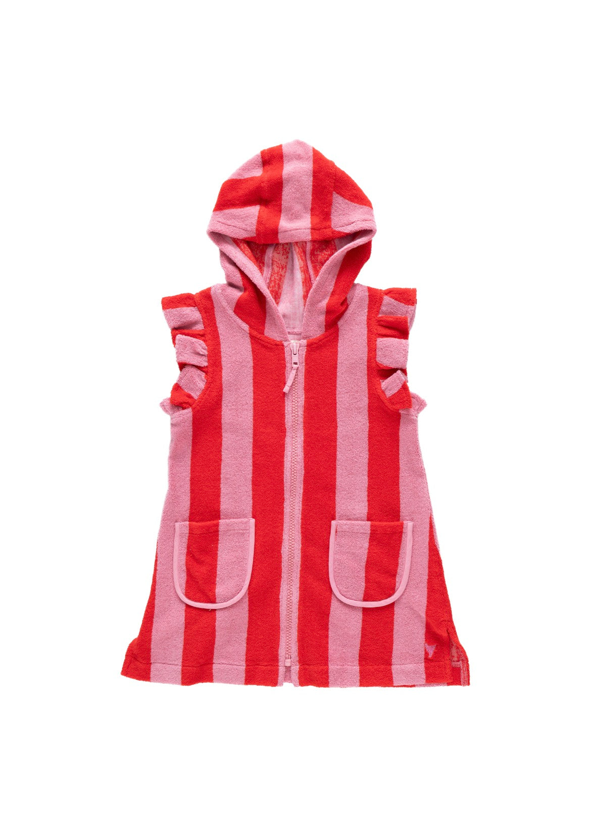 Pink Chicken Girls Terry Coverup-Pink and Red Stripe