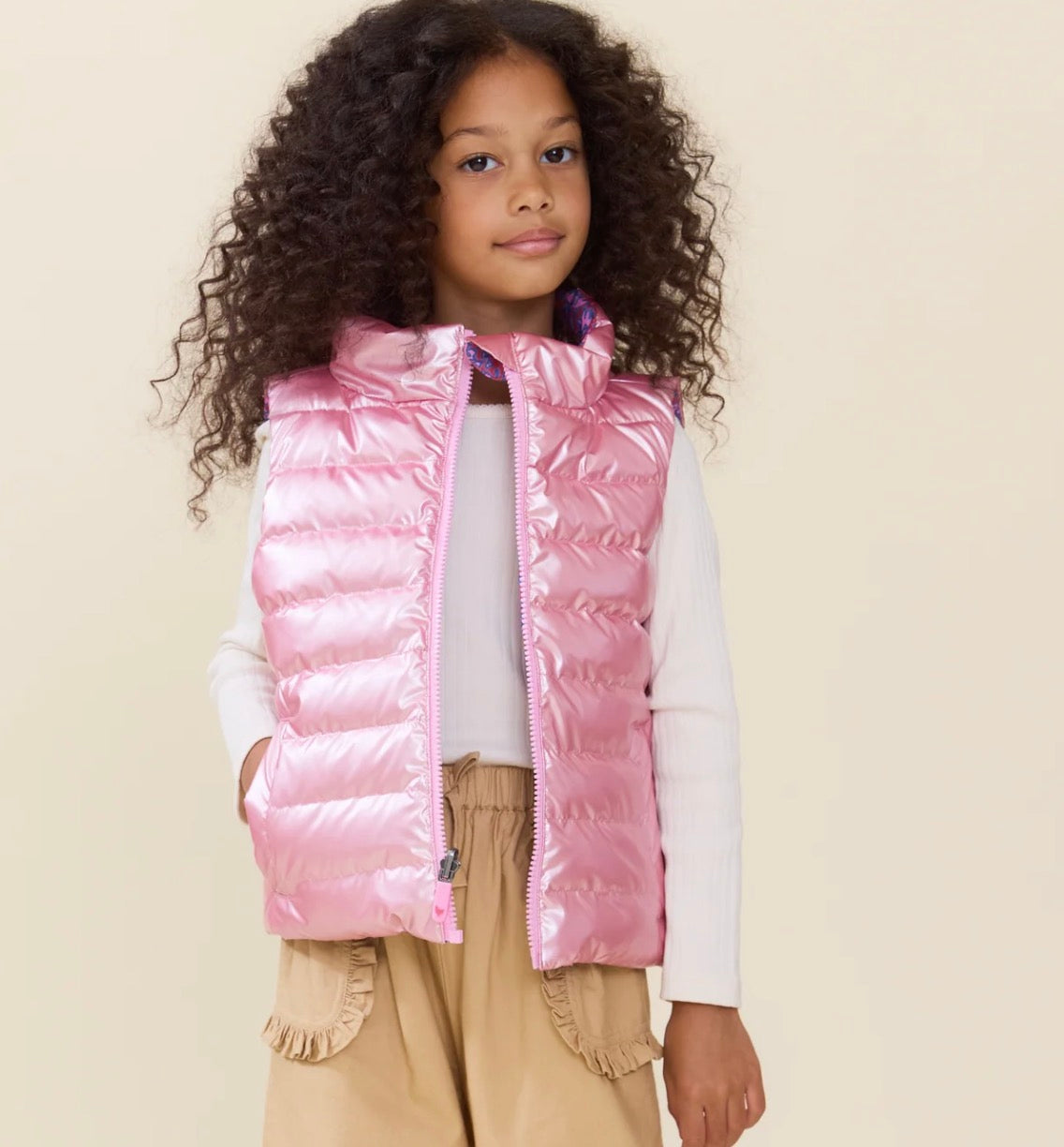 Girls Reversible Riley Vest-Purple Paisley Vines