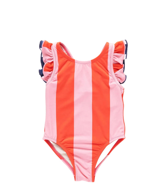 Pink Chicken Girls Liv Suit - Pink Wide Stripe with Red Stripe