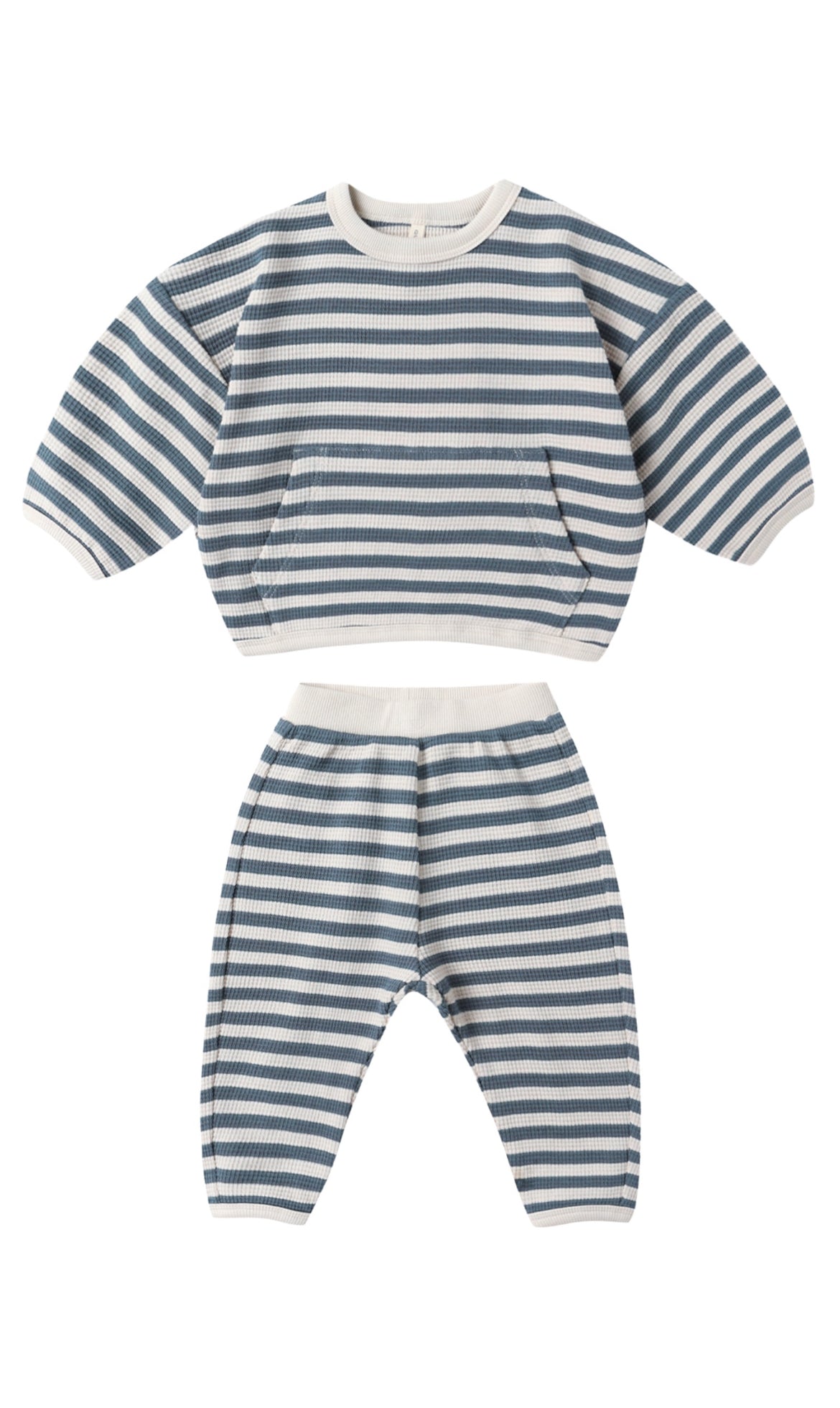 Waffle Slouch Set-Ocean Stripe