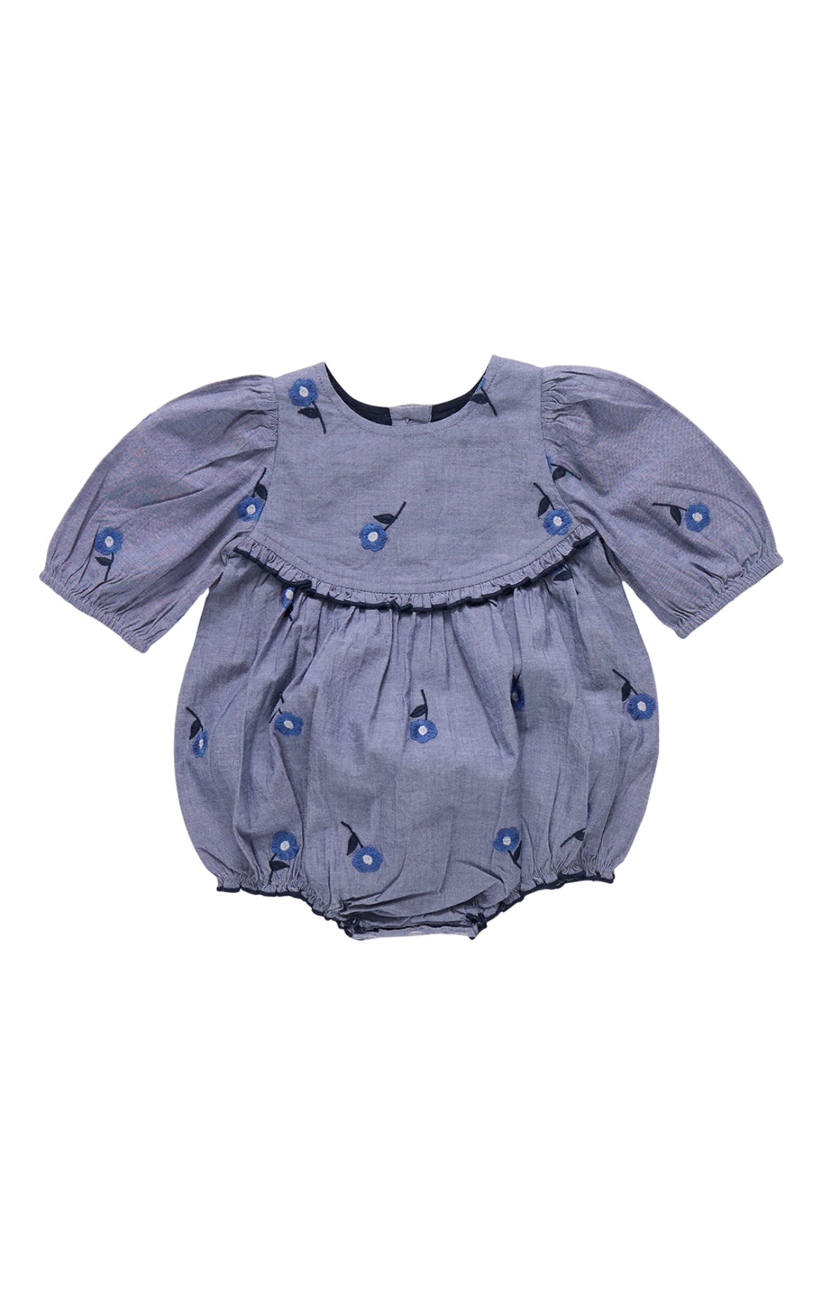 Baby Girls Rowan Bubble - Blue Blossom Embroidery