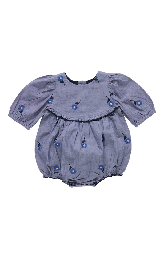 Baby Girls Rowan Bubble - Blue Blossom Embroidery