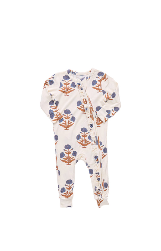 Baby Girl Ruffle Bamboo Romper - Dandelion