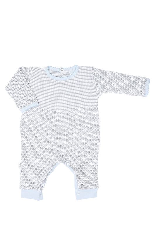 Paty Romper with Pima Trim-Grey/Blue