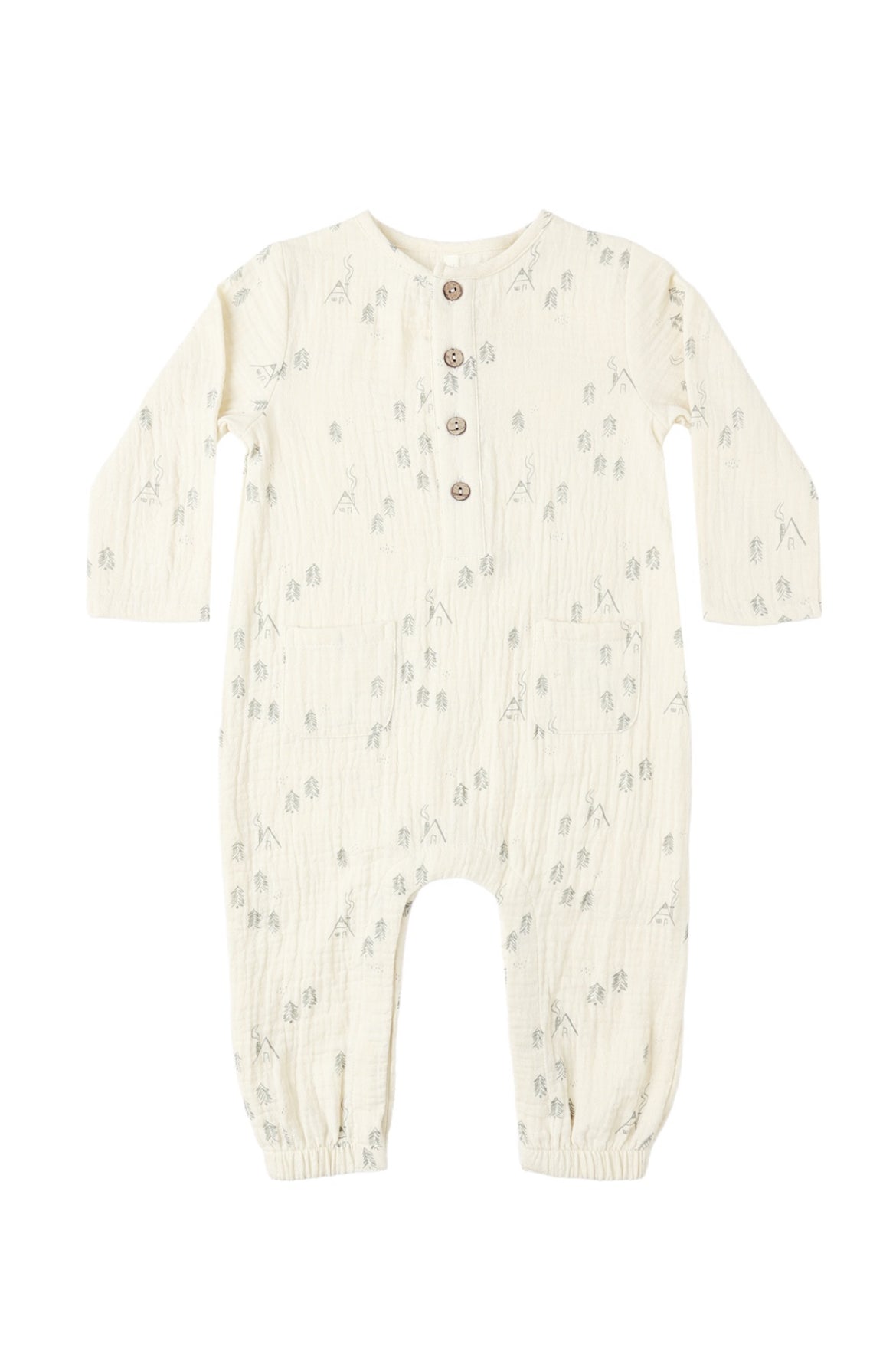 LONG SLEEVE WOVEN JUMPSUIT || WOODS