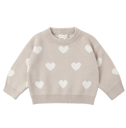 Heart Knit Sweater-Oat