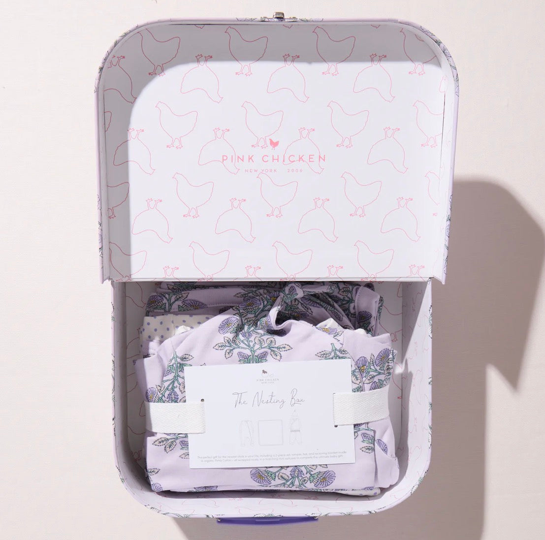 Nesting Box Baby Take Home Set -Lavender Bouquet Floral Blockprint