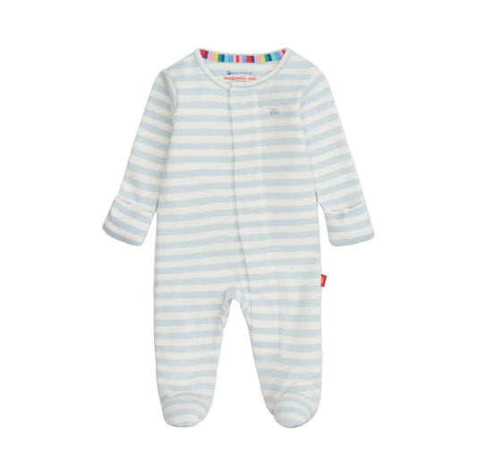 Blue Stripe Organic Cotton Footie