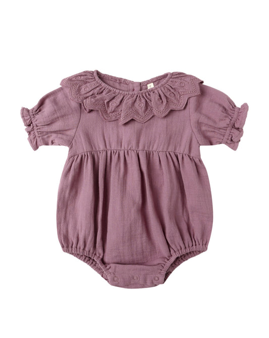 Collared Romper-Mulberry