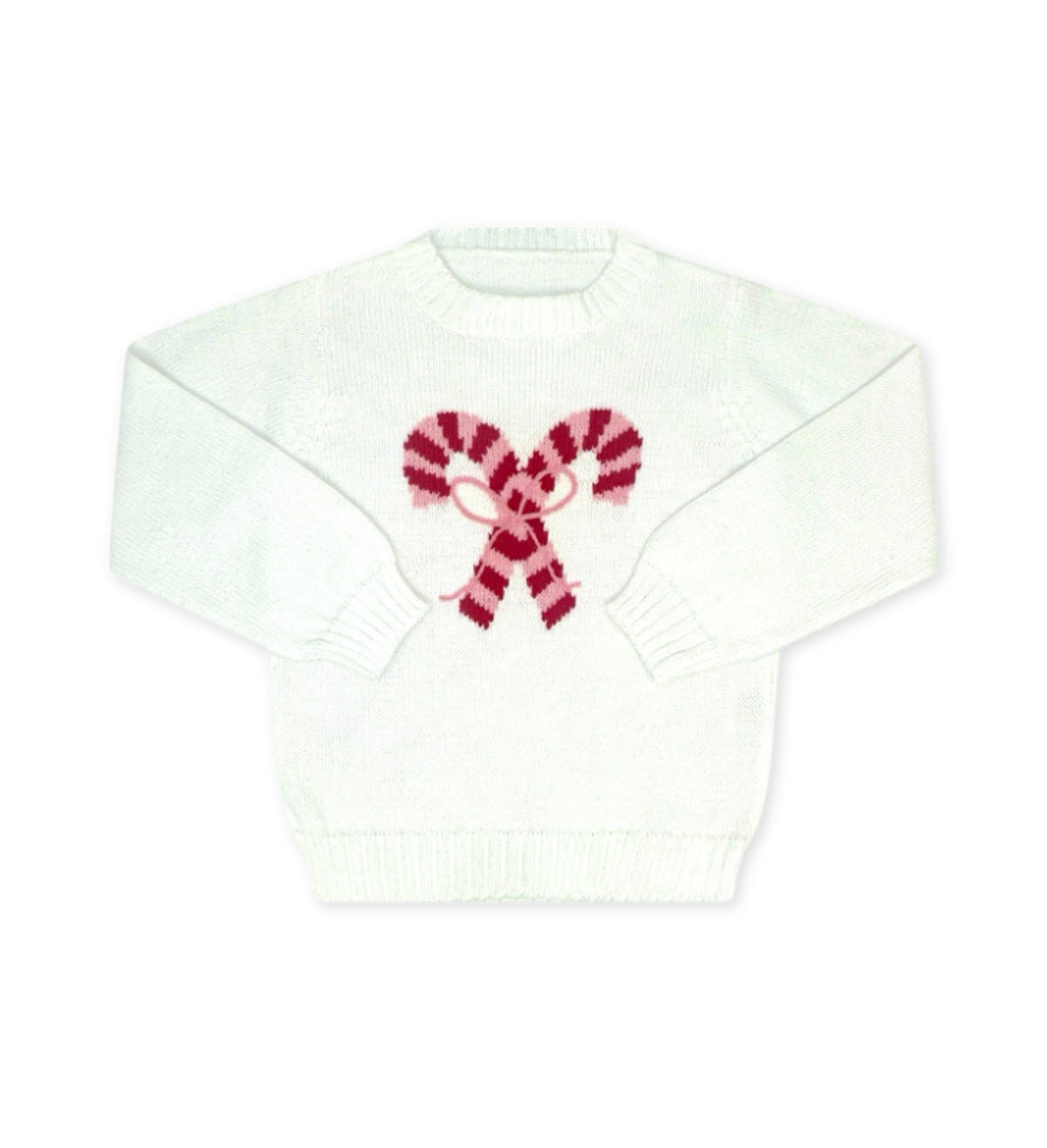 Sterling White Sweater with Red and Pink Candy Cane