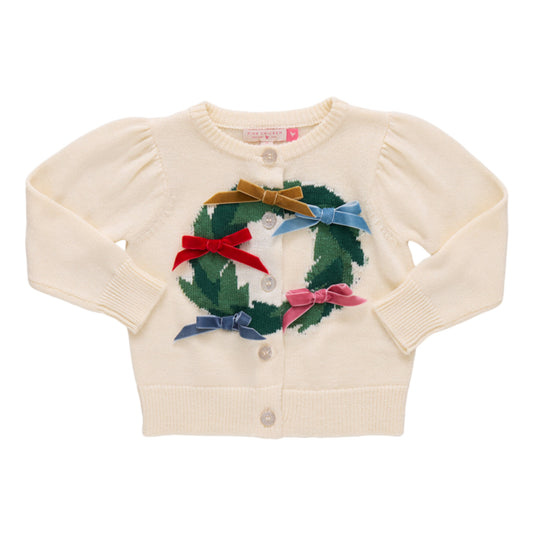 Girls Constance Sweater - Holiday Wreath