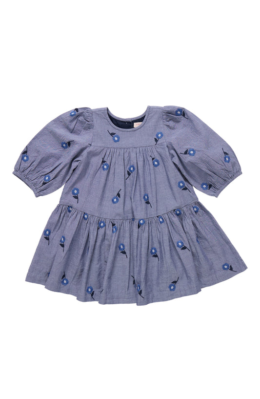 Fiona Dress - Blue Blossom Emroidery
