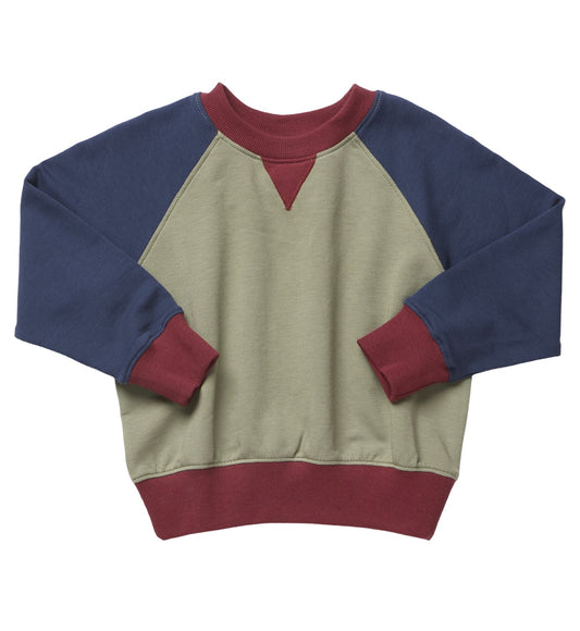 Puzzle Sweatshirt-Green Color Block