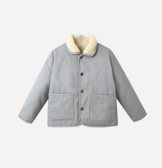 QUILTED WINTER COAT || DUSTY BLUE