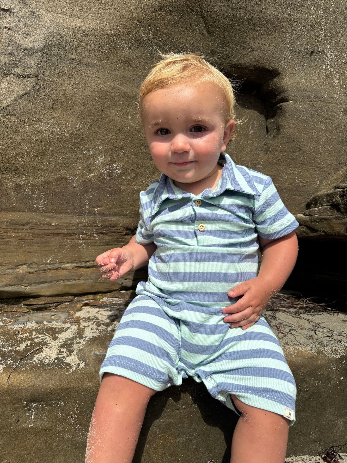 Chambray/Blue Stripe DRIFT Romper