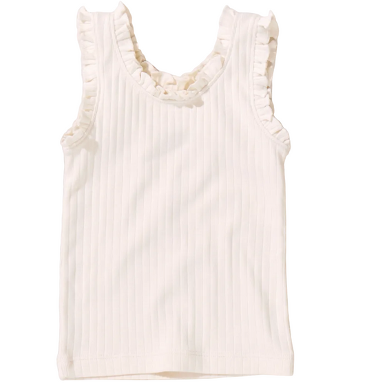 Joy Ruffle Rib Tank - Cream