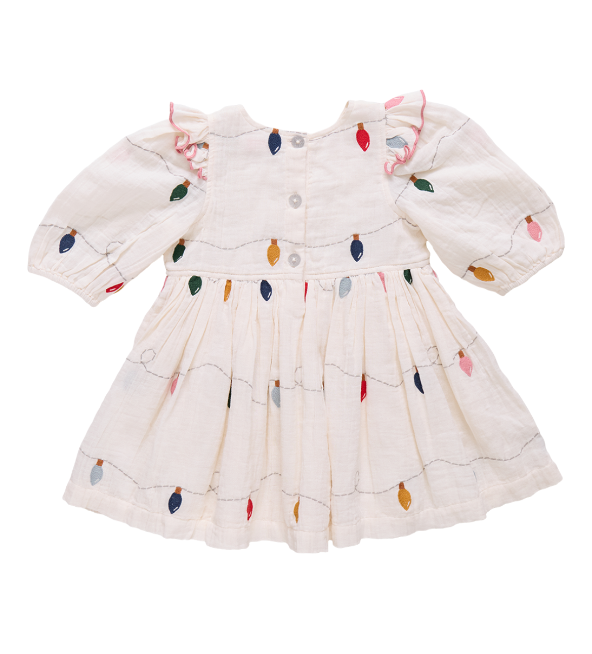 Girls Embroidery Brooke Dress - Christmas Lights