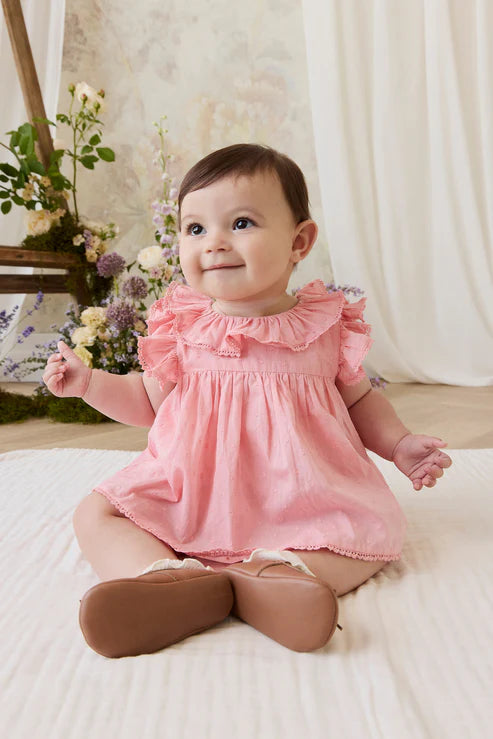 Jamie Kay Organic Cotton Frannie Playsuit in Swiss Pink for Girls