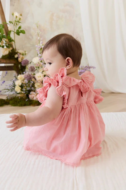 Jamie Kay Organic Cotton Frannie Playsuit in Swiss Pink for Girls