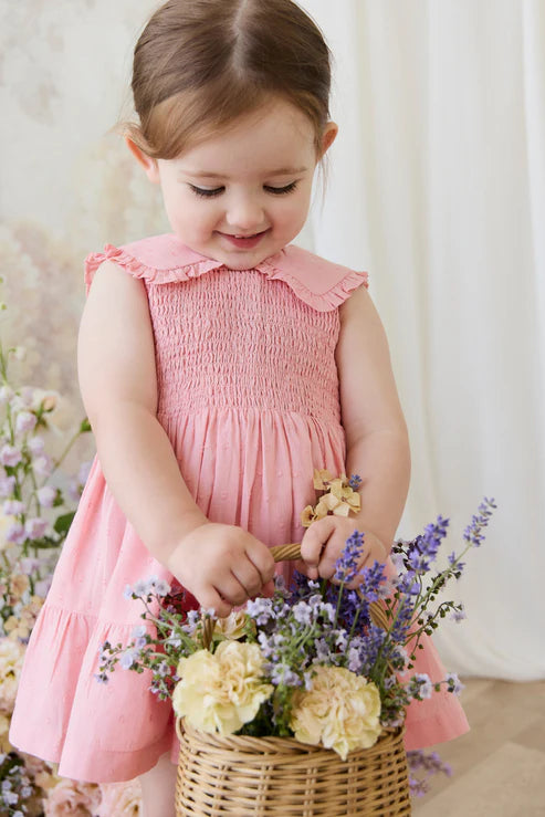 Jamie Kay Organic Cotton Claudine Dress in Swiss Pink for Girls
