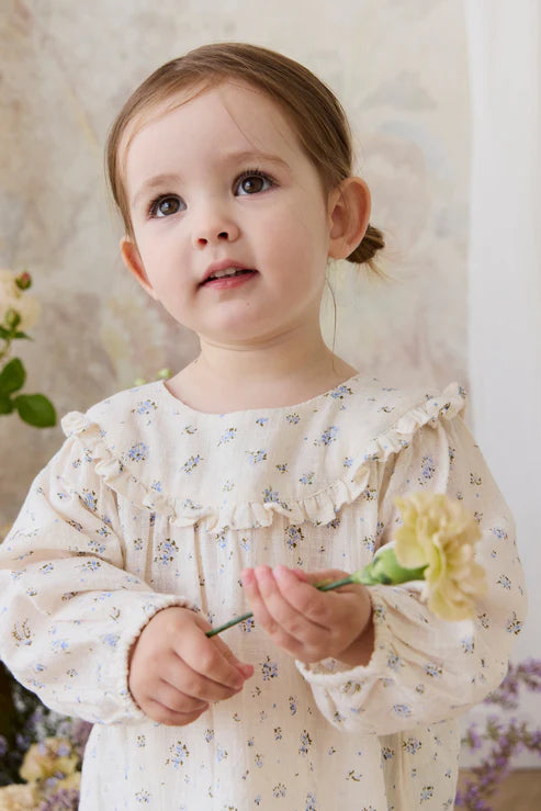 Jamie Kay Organic Cotton Nathalie Blouse for Girls -Juniper Fields Blue