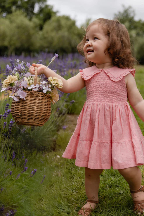 Jamie Kay Organic Cotton Claudine Dress in Swiss Pink for Girls
