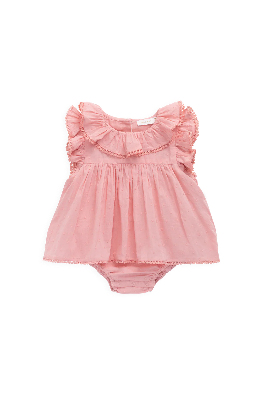 Jamie Kay Organic Cotton Frannie Playsuit in Swiss Pink for Girls