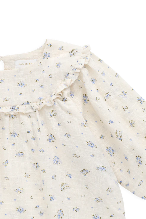 Jamie Kay Organic Cotton Nathalie Blouse for Girls -Juniper Fields Blue