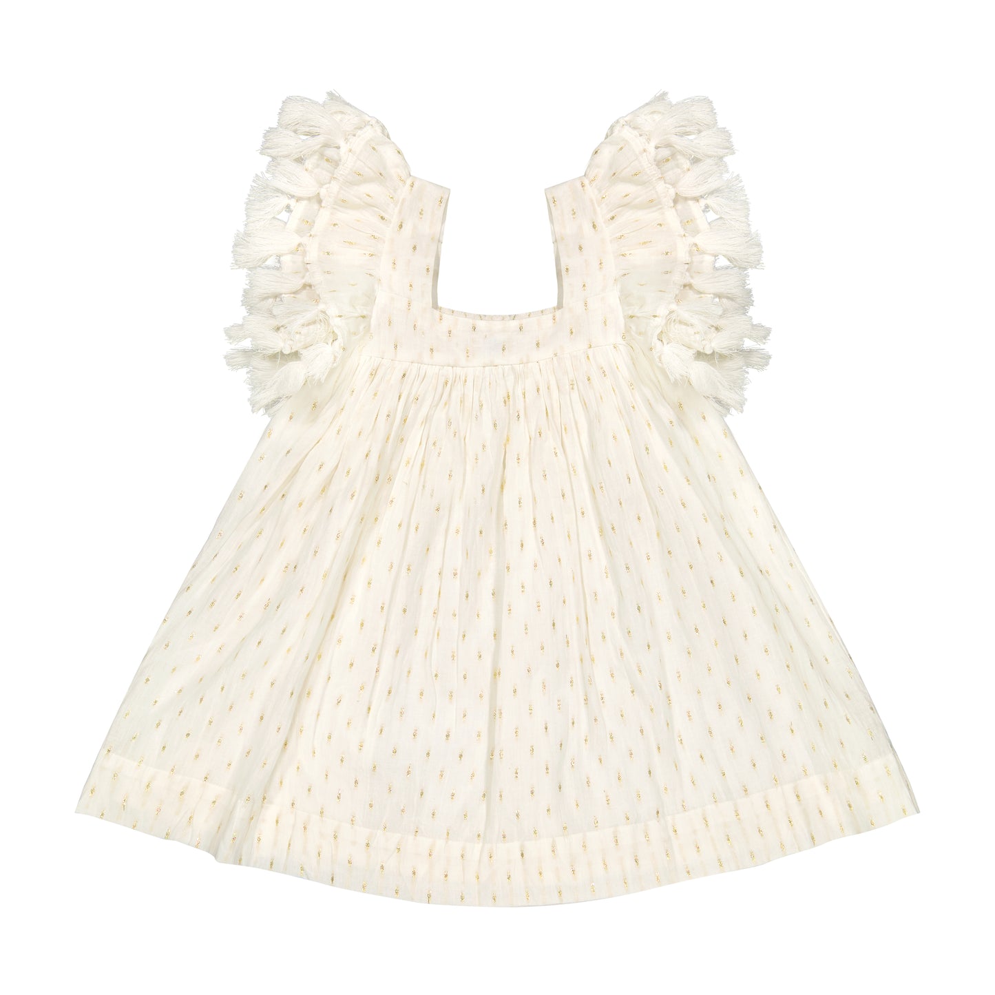 Serena Girl's Tassel Dress Gold Dobby