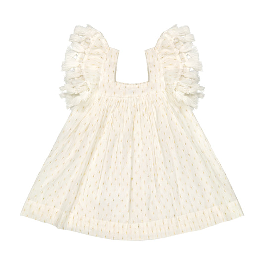 Serena Girl's Tassel Dress Gold Dobby