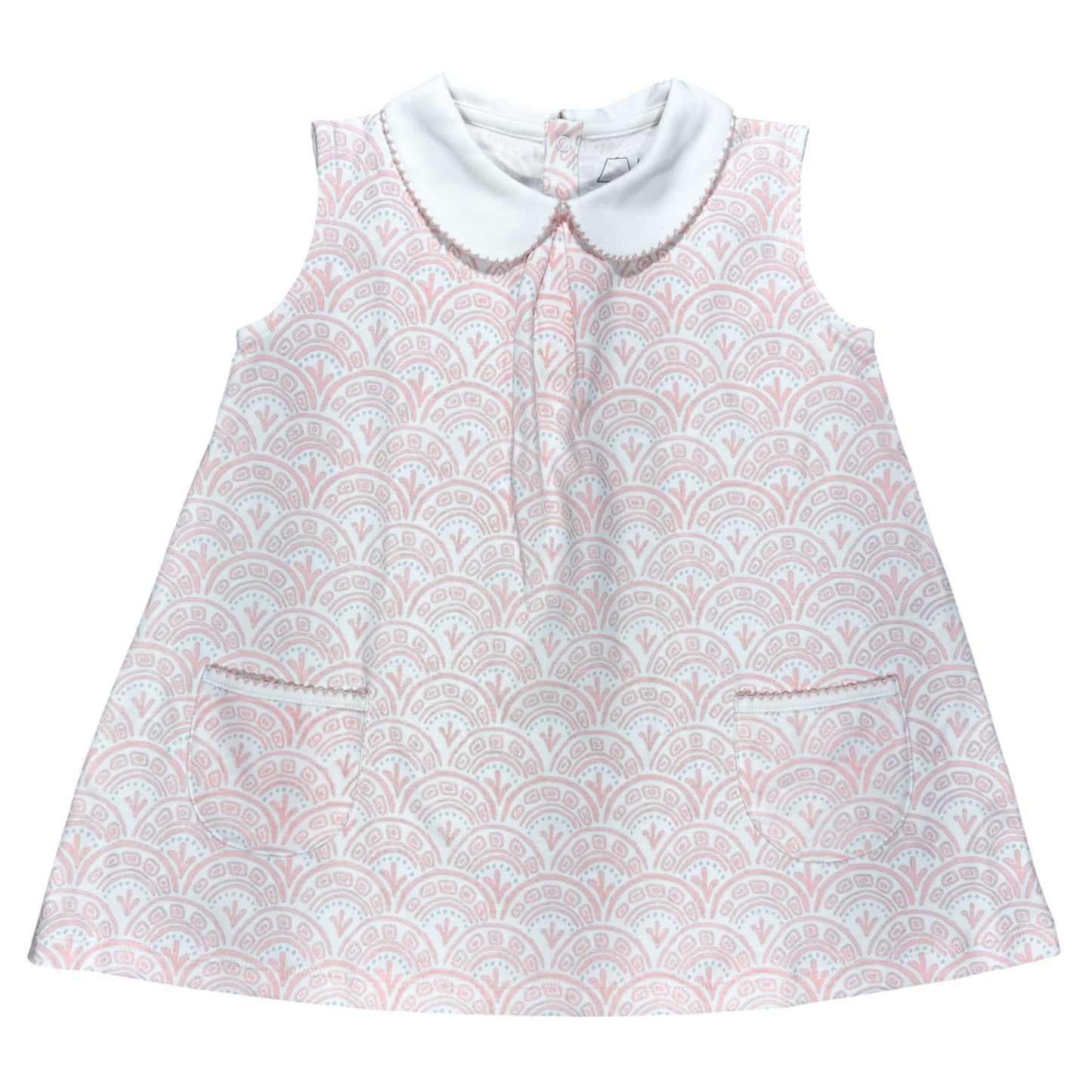 Heyward House Sleeveless Pocket Twirl Dress -Pink Scallop