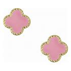 Four Leaf Clover Stud Earrings - Pink