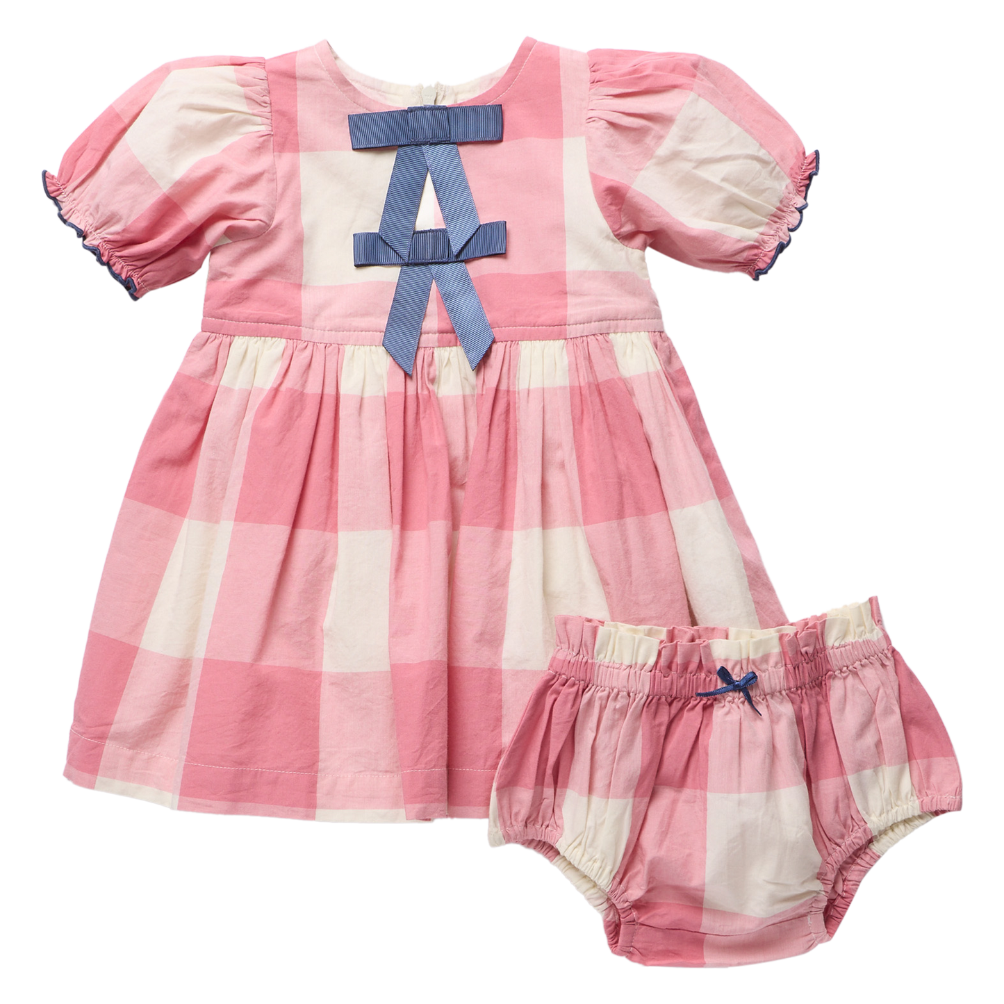 Pink Chicken Baby Girls Hermione Dress Set - Pink Checks