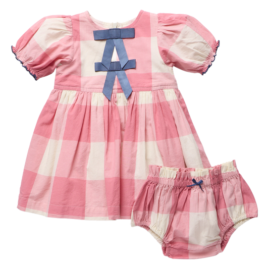 Pink Chicken Baby Girls Hermione Dress Set - Pink Checks