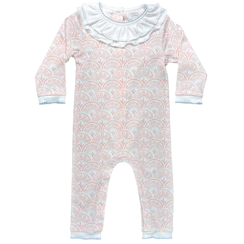 Heyward House Girls Ruffled Playsuit-Pink Scallop