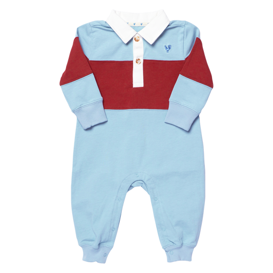 Blue Rooster Baby Boys Albert Rugby Jumper - Blue Maroon