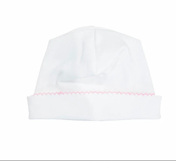 White w/Pink Picot Trim Hat